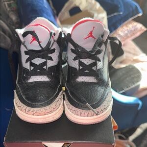 Jordan Kids Black and White Sneakers with Red Accents